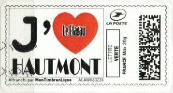 Stamp, J'aime Le Blagau Hautmont, France- Personalized stamps,  , Hearts, Restaurants
