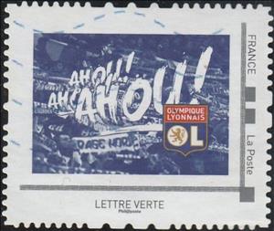 Stamp, Olympique Lyonnais. Football Crowd singing Ahou, France- Personalized stamps,  , Football (Soccer), Sports, Sports Clubs