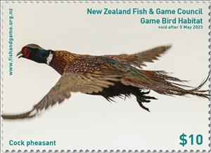 Stamp, Cock pheasant, New Zealand- Revenue Stamps,  , Animals (Fauna), Birds, Pheasants