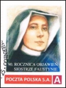 Stamp, 90th anniversary of the apparitions to Sister Faustina, Personalized and Private Mail Stamps,  