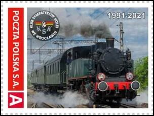Stamp, The Railway Supporters Club in Wrocław 1991-2021, Personalized and Private Mail Stamps,  , Locomotives, Railways, Steam Traction