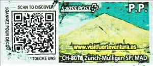Stamp, Visit Fuerteventura. QR code, Personalized and Private Mail Stamps,  , Landscapes, Mountains, Volcanos
