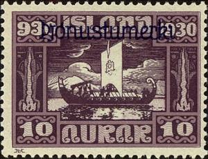 Stamp, Overprint, Iceland,  , Ships, Viking Era, Sailing Ships