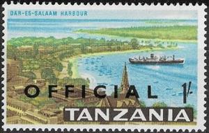 Stamp, Dar es Salaam Harbour - Overprinted, Tanzania,  , Landscapes, Ports, Ships
