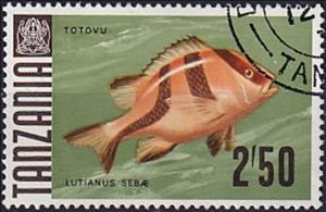 Stamp, Emperor Snapper (Lutjanus sebae), Tanzania,  , Animals (Fauna), Fishes, Sea Life