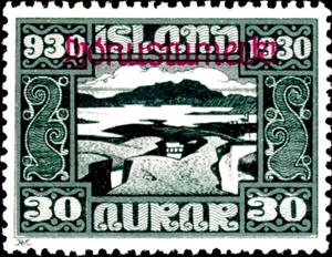 Stamp, Overprint, Iceland,  , Landscapes