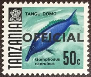 Stamp, Green Birdmouth Wrasse (Gomphosus caeruleus), Tanzania,  , Animals (Fauna), Fishes, Sea Life