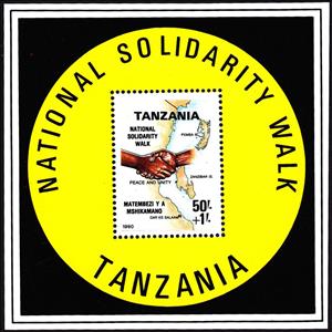 Souvenir Sheet, Handshake across map, Tanzania,  , Hands, Maps
