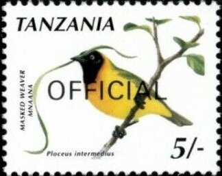 Stamp, Lesser Masked Weaver (Ploceus intermedius), Tanzania,  , Animals (Fauna), Birds