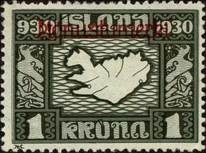 Stamp, Overprint, Iceland,  , Maps