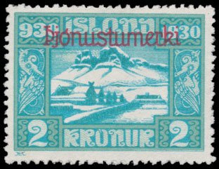 Stamp, Overprint, Iceland,  , Farmhouses