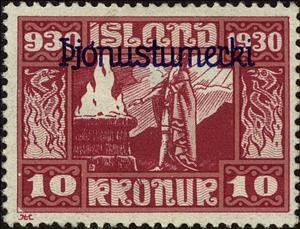 Stamp, Overprint, Iceland,  