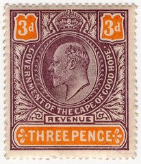 Stamp, King Edward VII (1841-1910), Cape of Good Hope- Revenue Stamps,  , Crowns and Coronets, Famous People, Heads of State, Kings, Men, Royalty