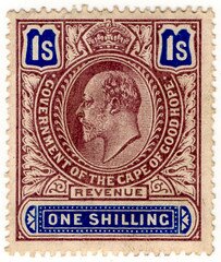 Stamp, King Edward VII (1841-1910), Cape of Good Hope- Revenue Stamps,  , Crowns and Coronets, Famous People, Heads of State, Kings, Men, Royalty