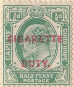 Overprinted "Cigarette Duty" (1.25mm high) in red