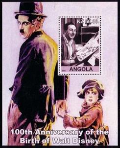 Souvenir Sheet, 100th Anniversary of the Bird Walt Disney, Cinderellas,  , Anniversaries and Jubilees, Disney, Famous People, film