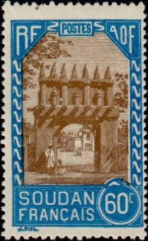 Stamp, Gateway to the yard of the residence of Djenne, French Colonies,  