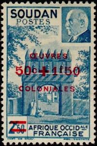 Stamp, Door of Djenne and effigy of Marshal Petain (SOUDAN), French Colonies,  
