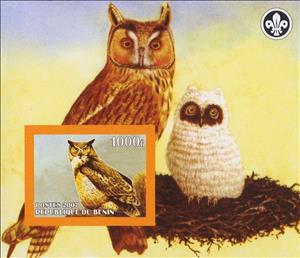 Souvenir Sheet, Owls, Cinderellas,  , Animals (Fauna), Birds, Owls