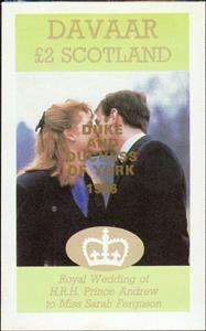 Souvenir Sheet, Royal Wedding of Prince Andrew, Cinderellas,  , Famous People, Princes, Princesses, Royalty, Weddings