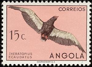 Stamp, Bataleur Eagle (Terathopius ecaudatus), Angola,  , Birds, Animals (Fauna)