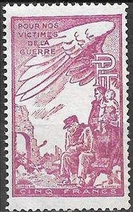 Stamp, For our victims of war, France,  , Children, Men, Second World War
