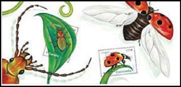 Souvenir Sheet, Ladybug and Carabidae, souvenir philatélique, France,  , Animals (Fauna), Beetles, Insects