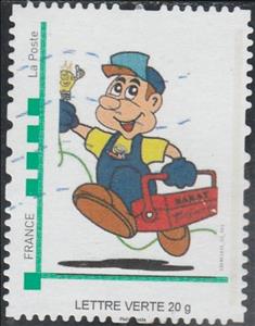 Stamp, Marat Electrician, France- Personalized stamps,  , Building Industry, Cartoons, Electricity