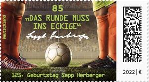 Stamp, Sepp Herberger, Footballer, 125th Anniversary, Germany, Federal Republic,  , Anniversaries and Jubilees, Football (Soccer), Sports