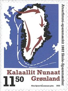 Stamp, Map of Greenland, 1957 Savings Stamp Design, Greenland,  , Maps