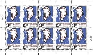 Mini Sheet, Map of Greenland, 1957 Savings Stamp Design, Greenland,  , Maps