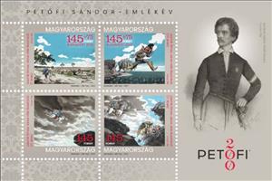 Mini Sheet, Sándor Petőfi, Poet, Bicentenary, Hungary,  , Anniversaries and Jubilees, Authors, Famous People, Literary People (Poets and Writers), Literature