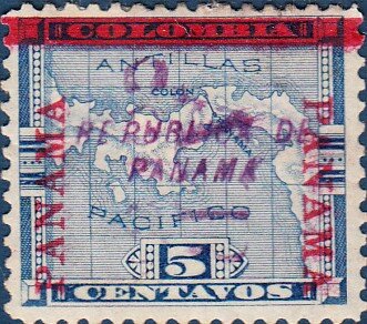 Map of Panama with double overprint