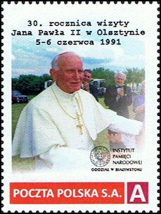 Stamp, 30th Anniversary of John Paul II's Visit to Olsztyn June 5,, Personalized and Private Mail Stamps,  , Anniversaries and Jubilees, Popes