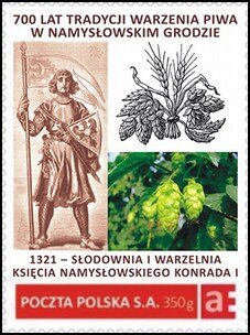 Stamp, 700 years of brewing tradition in the town of Namysłów 1321, Personalized and Private Mail Stamps,  