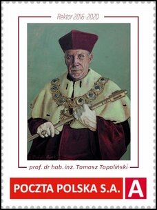 Stamp, prof. dr hab. Eng. Tomasz Topoliński Rector 2016-2020, Personalized and Private Mail Stamps,  , Clergy