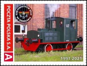 Stamp, Railway Supporters Club in Wrocław 1991-2021, Personalized and Private Mail Stamps,  , Locomotives, Railways, Transport, Vehicles