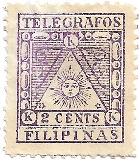 Stamp, Legend: Telegrafos, Philippines,  , Coats of Arms