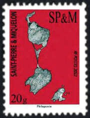 Map of St. Pierre and Miquelon 20g Red