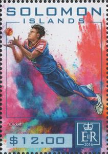 Stamp, Indian Fielder, Solomon Islands,  , Cricket, Sports