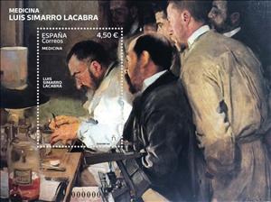 Souvenir Sheet, Luis Simarro Lacabra, Neurologist, Spain,  , Medical Science, Physicians