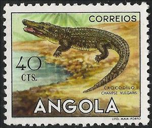 Stamp, Nile Crocodile (Crocodylus niloticus), Angola,  , Reptiles, Crocodiles, Animals (Fauna)