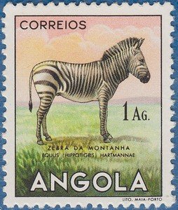 Stamp, Mountain Zebra (Equus zebra), Angola,  , Mammals, Zebras, Animals (Fauna)