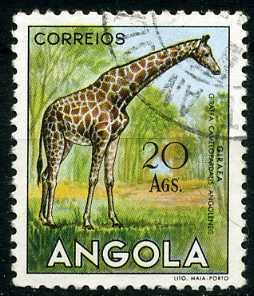 Stamp, Giraffe (Giraffa camelopardalis), Angola,  , Mammals, Giraffes, Animals (Fauna)