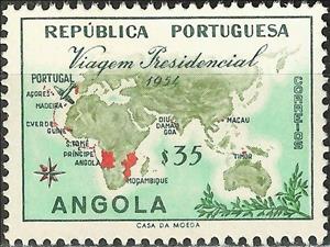 Stamp, Map of Angola, Angola,  , Aviation, Aircrafts