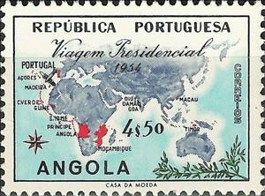 Stamp, Map and plane, Angola,  , Aviation, Aircrafts