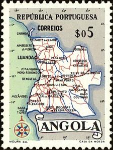 Stamp, Map of Angola, Angola,  , Maps