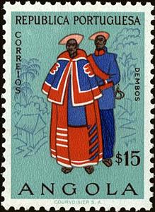 Stamp, Couple from Dembos, Angola,  , Folklore, Suits and Costumes