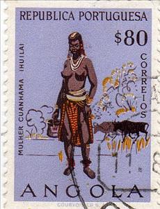 Stamp, Angolans Cuanhama, Angola,  , Folklore, Suits and Costumes