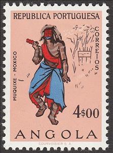 Stamp, Angolans Muquixe, Angola,  , Folklore, Suits and Costumes
